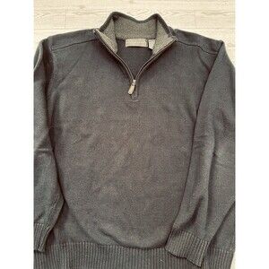 Oscar De La Renta Sweater Mens Black Pull Over half zip Cotton Size XXL C-2